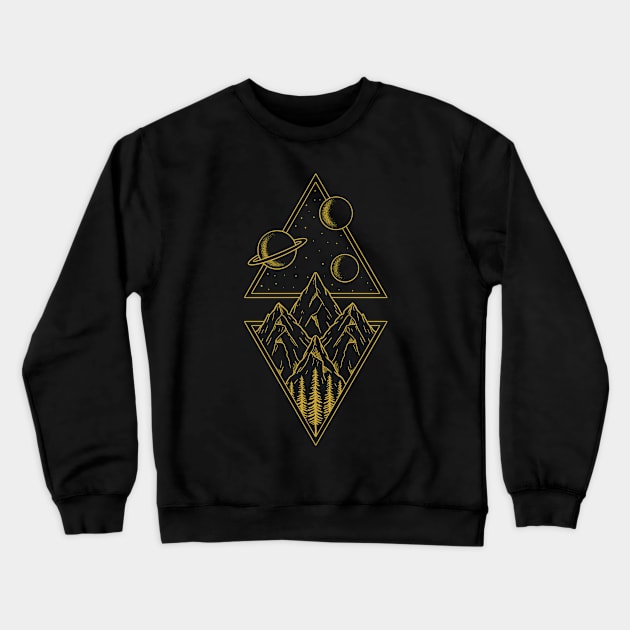 Nature space mountains lines Crewneck Sweatshirt by coffeeman